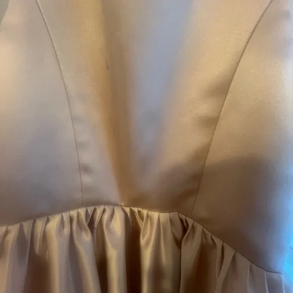 Gold/ cream Satin Kids Dress with Bow, flower girl dress - Picture 10 of 16